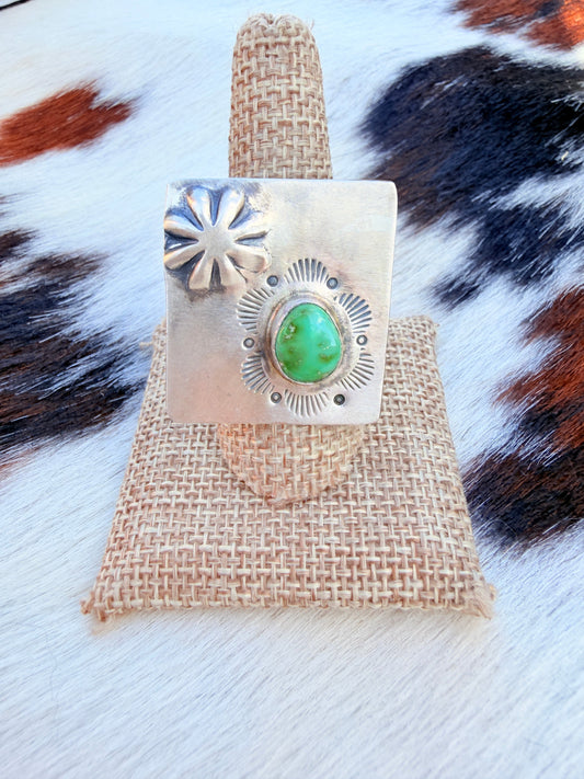 Handcrafted Sonoran Mountain Turquoise & Sterling Silver Adjustable Ring