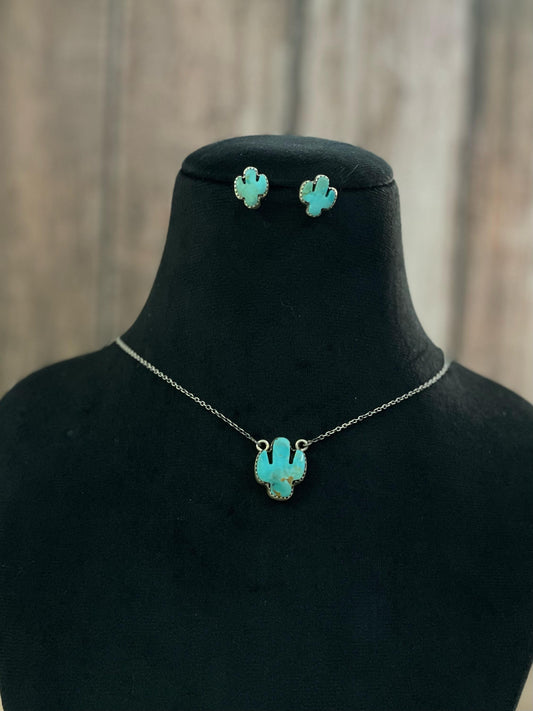 Handmade Sterling Silver Kingman Necklace Earring Set with Signed Nizhoni
