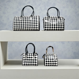 CHECKERED TOOLED LEATHER SPEEDY BAGS LARGE