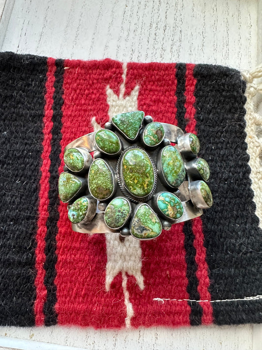 Handcrafted Sterling Silver & Sonoran Gold Turquoise Cuff Bracelet By B Johnson