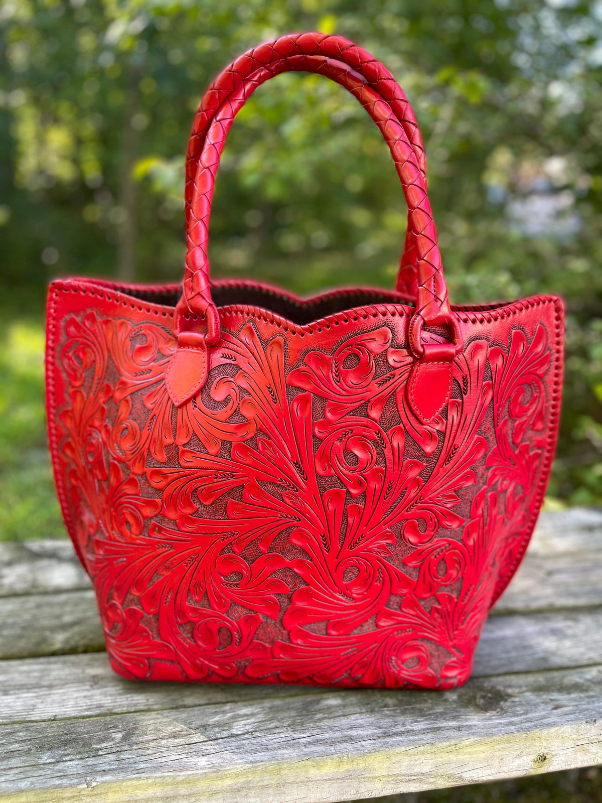 Hand-Tooled Leather Extra Large Tote "IBIZA" more colors