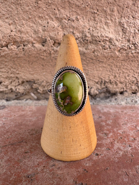 Handcrafted Palomino Turquoise Sterling Silver Oval Ring size 6.75 by Wydell Billie
