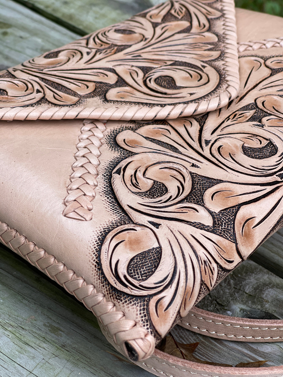Hand-Tooled Leather Crossbody & Clutch Bag "ITALIA" by ALLE