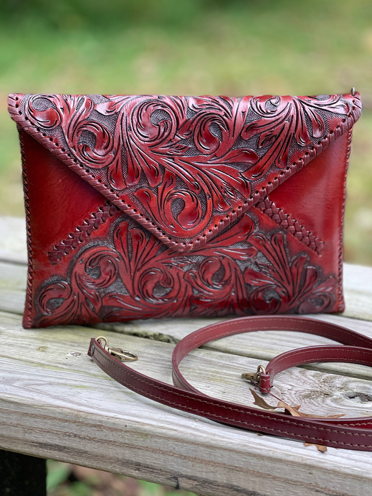 Hand-Tooled Leather Crossbody & Clutch Bag "ITALIA" by ALLE
