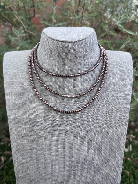 Handcrafted Copper 4mm Saucer Beaded Necklace