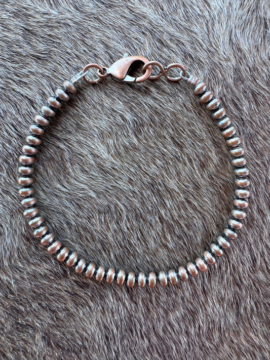 Handcrafted Copper 4mm Saucer Beaded Bracelet 7.5"