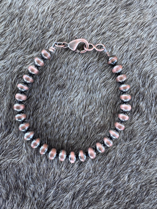 Handcrafted Copper 6mm Beaded Bracelet 7.5"