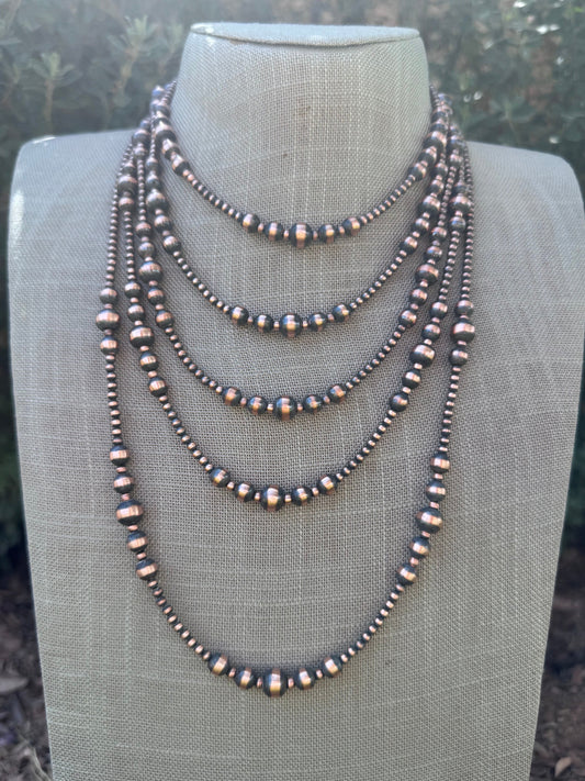 Handcrafted Copper 3-8mm Beaded Necklace