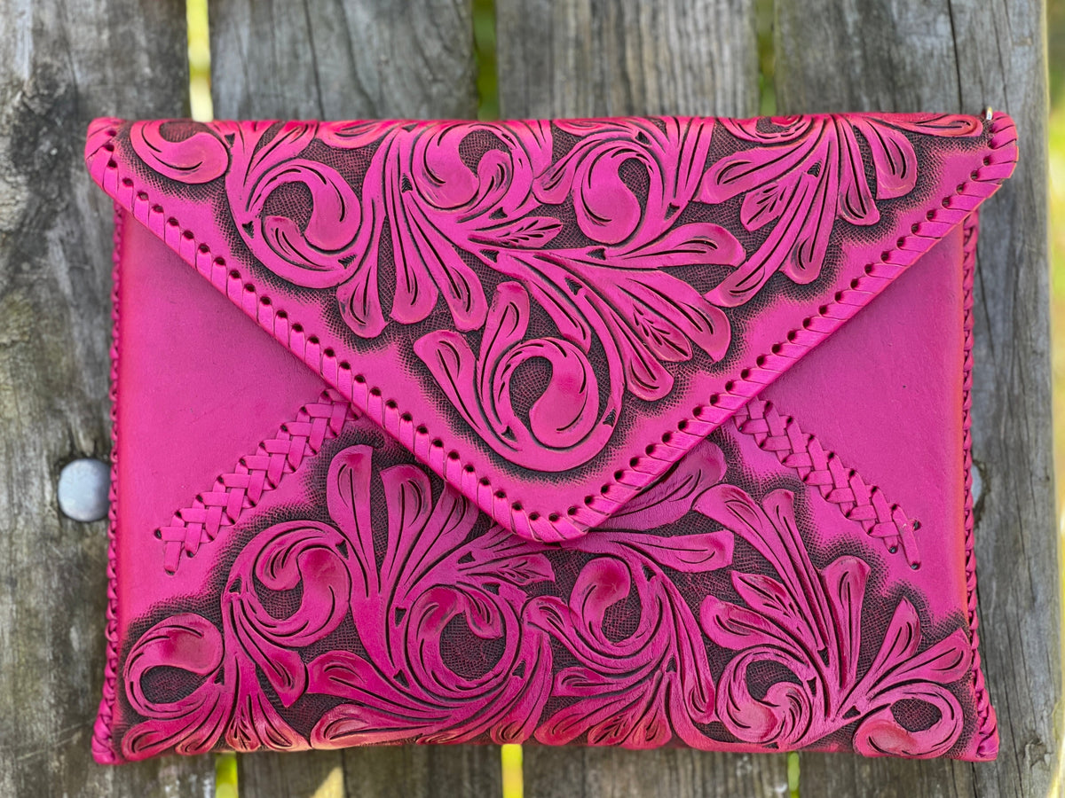 Hand-Tooled Leather Crossbody & Clutch Bag "ITALIA" by ALLE