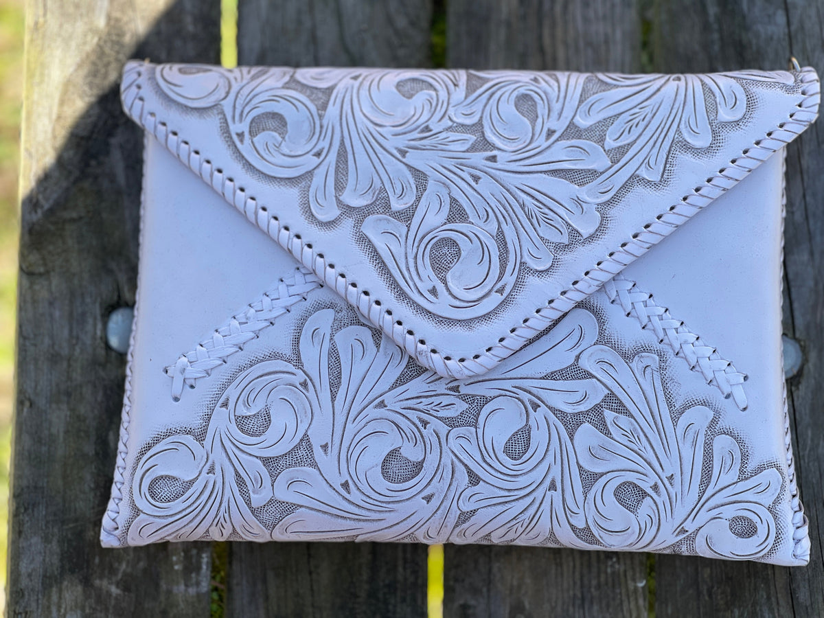 Hand-Tooled Leather Crossbody & Clutch Bag "ITALIA" by ALLE