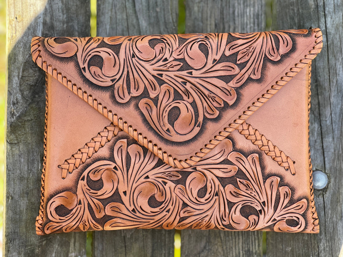 Hand-Tooled Leather Crossbody & Clutch Bag "ITALIA" by ALLE