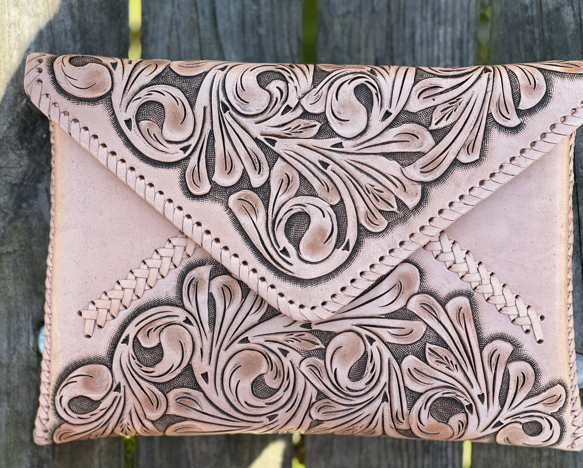 Hand-Tooled Leather Crossbody & Clutch Bag "ITALIA" by ALLE