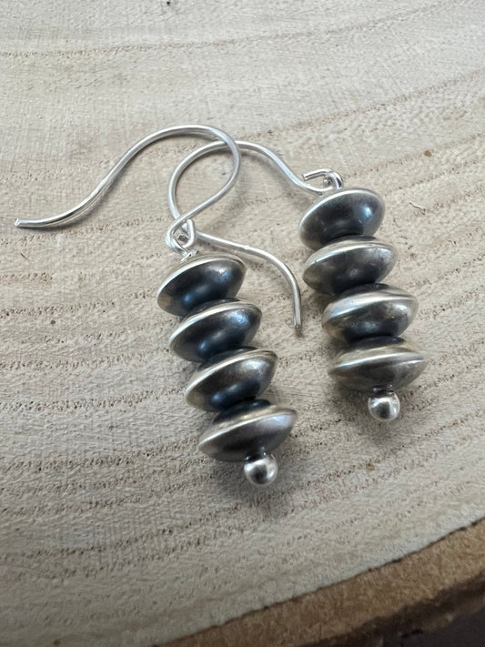 Bryannen Halwood Sterling Silver Petite Navajo Pearl Earrings — 1.5 inch (Handcrafted by Navajo Artist)
