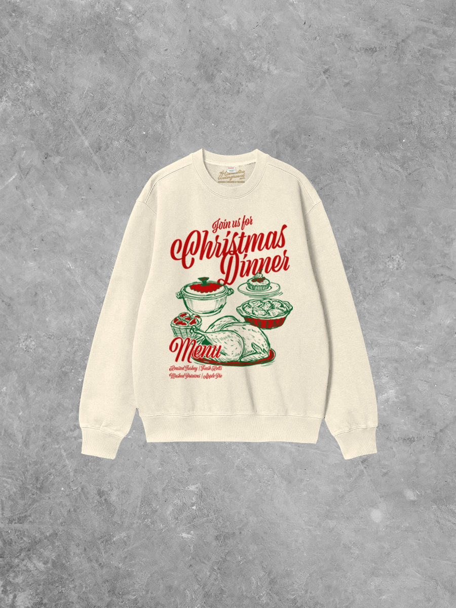 Underground Original Design: Christmas Dinner Boxy Cotton Sweatshirt