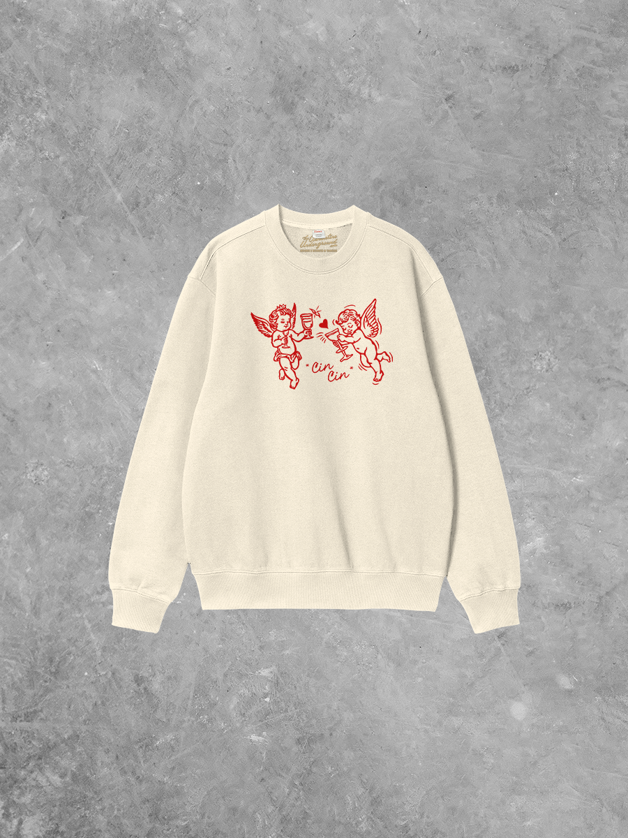 Underground Original Design: Cin Cin Cupid, Valentine's Boxy Cotton Sweatshirt