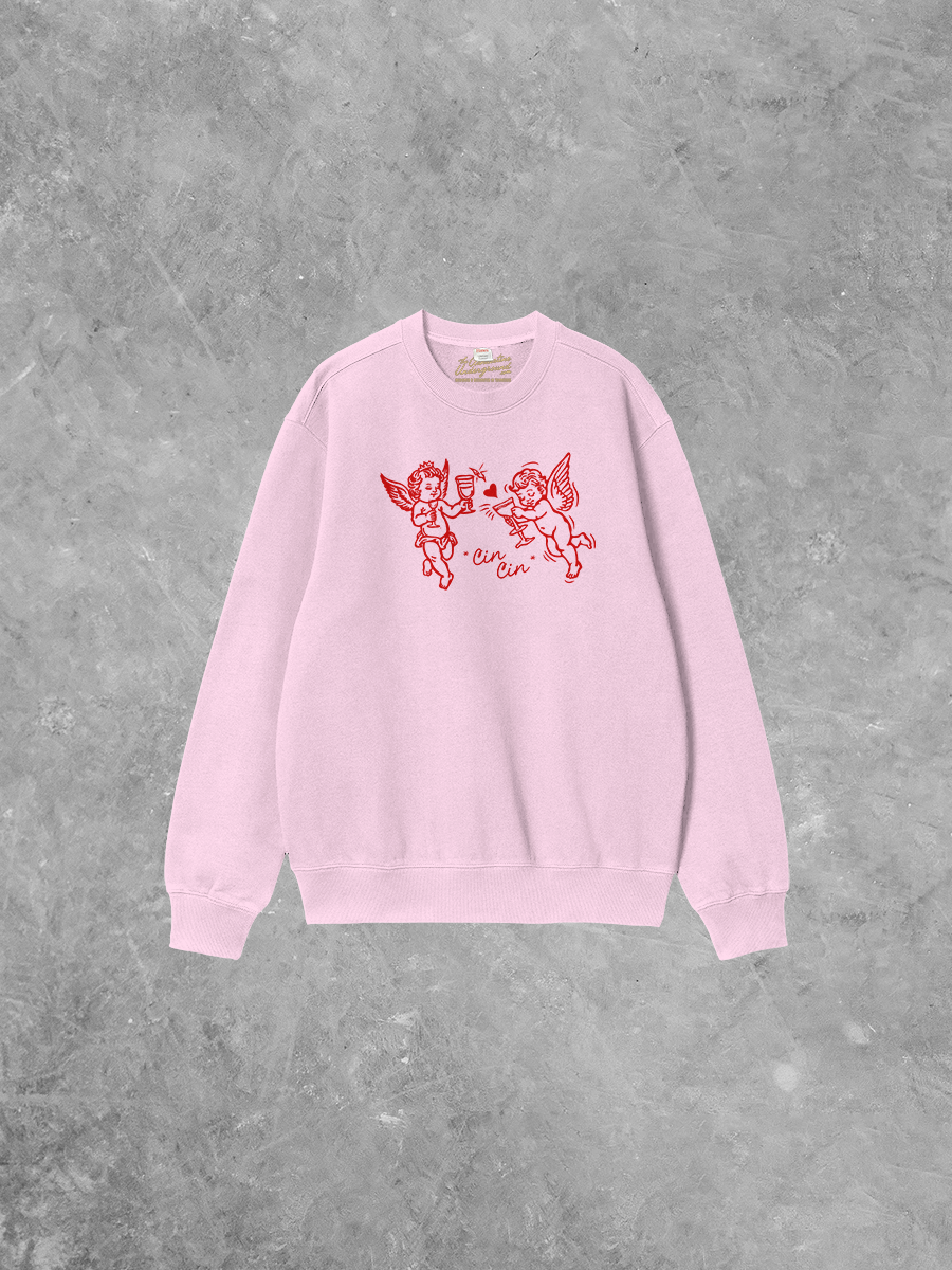 Underground Original Design: Cin Cin Cupid, Valentine's Boxy Cotton Sweatshirt