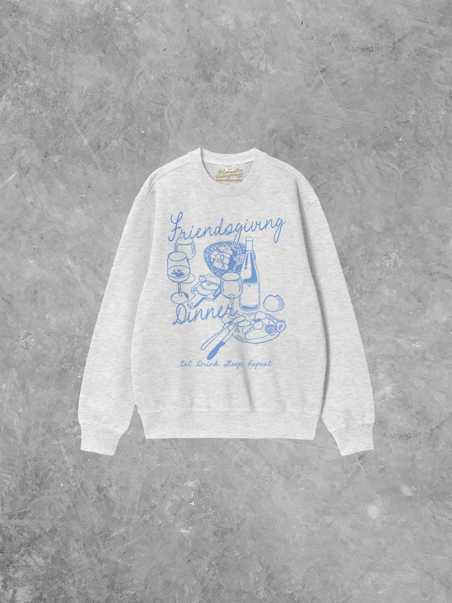 Underground Original Design: Friendsgiving Dinner Boxy Cotton Sweatshirt