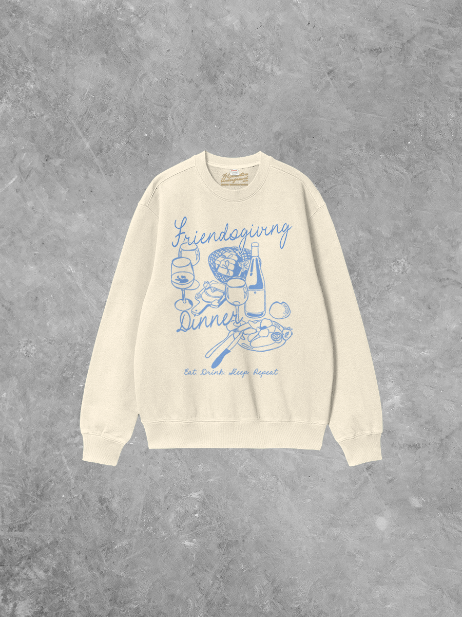 Underground Original Design: Friendsgiving Dinner Boxy Cotton Sweatshirt