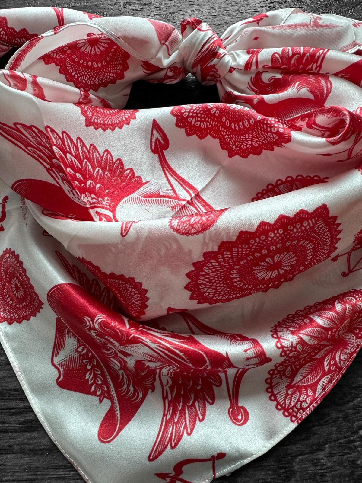 100% Silk Valentines Day Wild Rag with Cowboy cupid and hearts