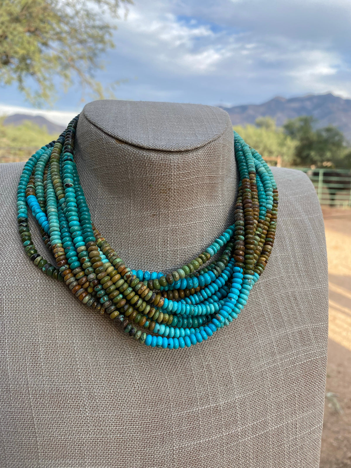 Handcrafted Natural Royston & Kingman Turquoise beaded Necklace 16”