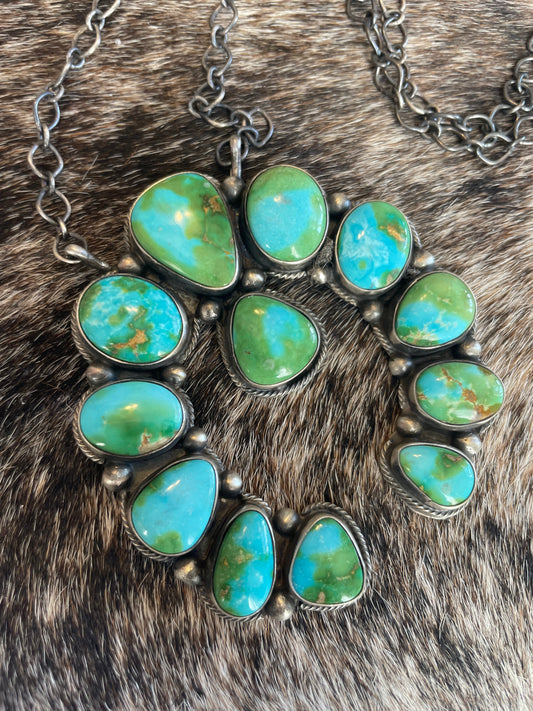 Handcrafted Sonoran Mountain Turquoise & Sterling Silver Naja Necklace
