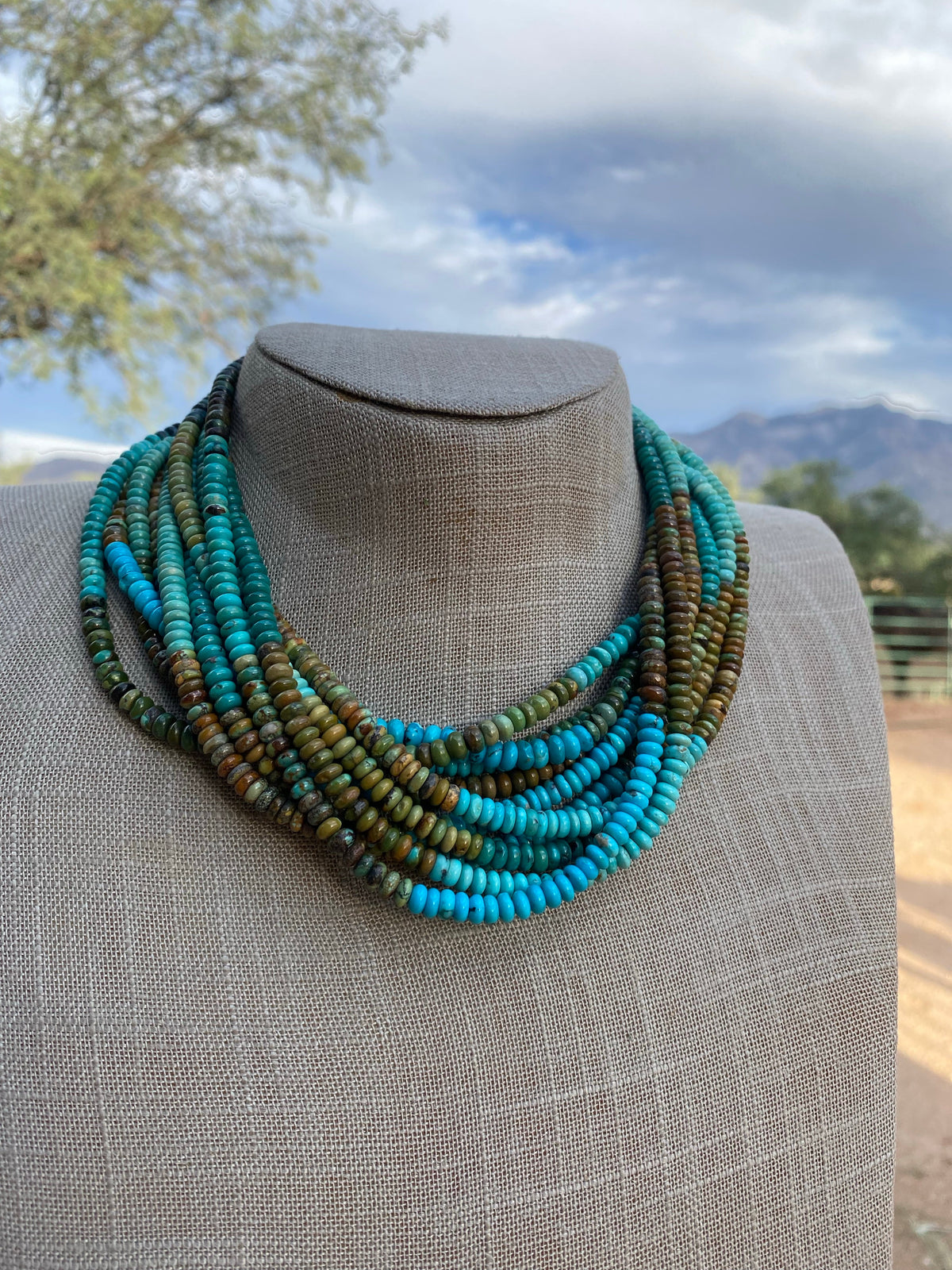 Handcrafted Natural Royston & Kingman Turquoise beaded Necklace 16”
