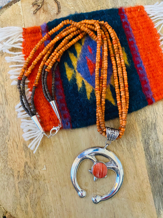 Handcrafted Sterling Silver & Spiny Beaded Naja Necklace
