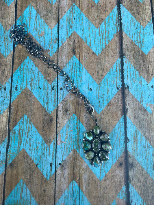 Handcrafted Sonoran Mountain Turquoise Cluster Necklace By Sheila Becenti