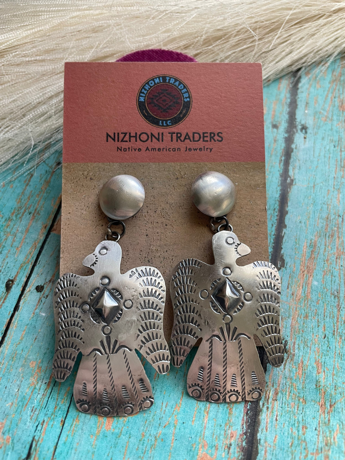 Handcrafted Sterling Silver Thunderbird Dangle Earrings By Tim Yazzie