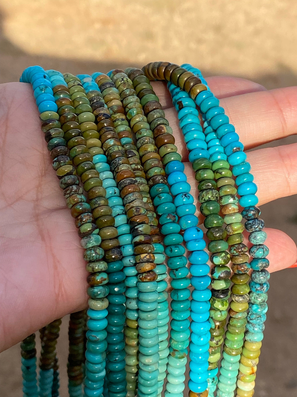 Handcrafted Natural Royston & Kingman Turquoise beaded Necklace 16”