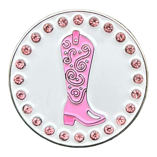 Bling Pink Cowgirl Boot Golf Ball Marker