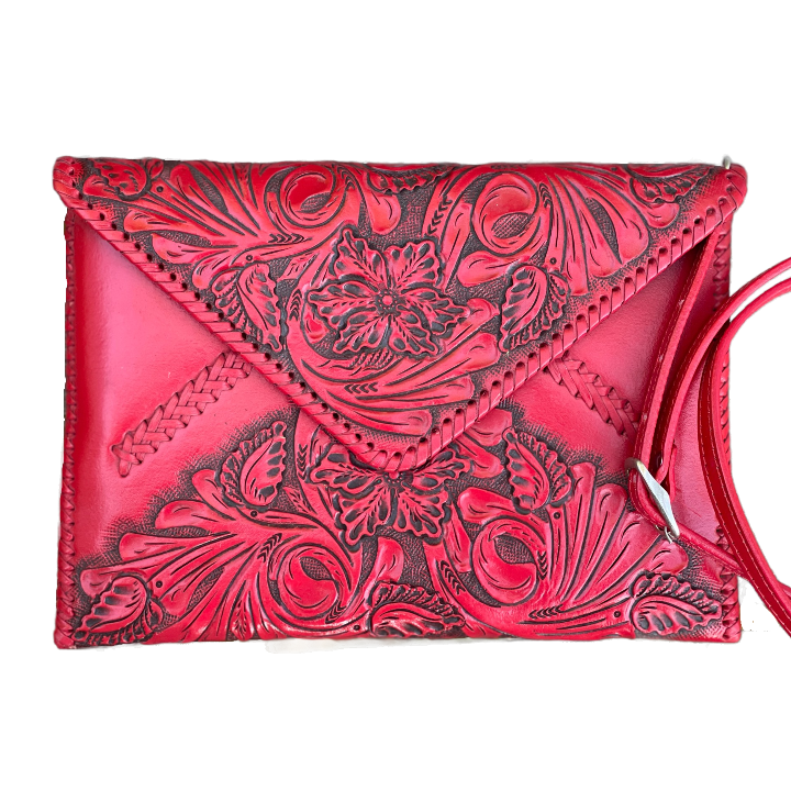 Hand-Tooled Leather Crossbody & Clutch Bag "ITALIA" by ALLE