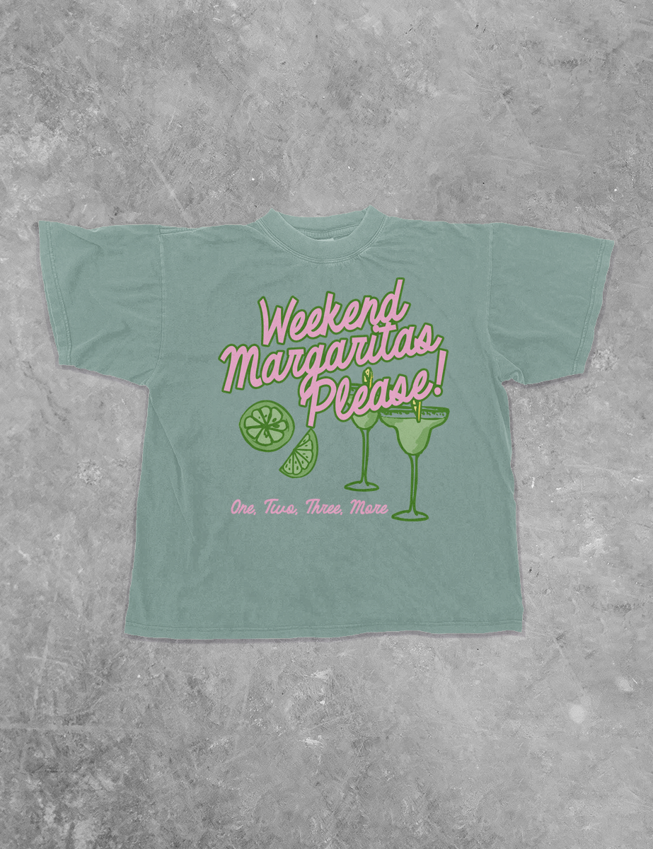 Underground Original Design: Weekend Margaritas Please, Summer Boxy Cotton TShirt