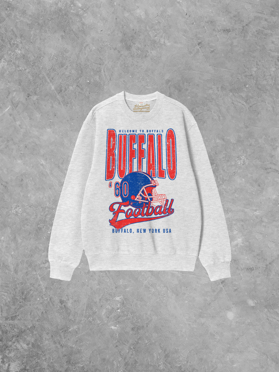 Underground Original Design: Welcome Buffalo Football, 90's Boxy Cotton Sweatshirt