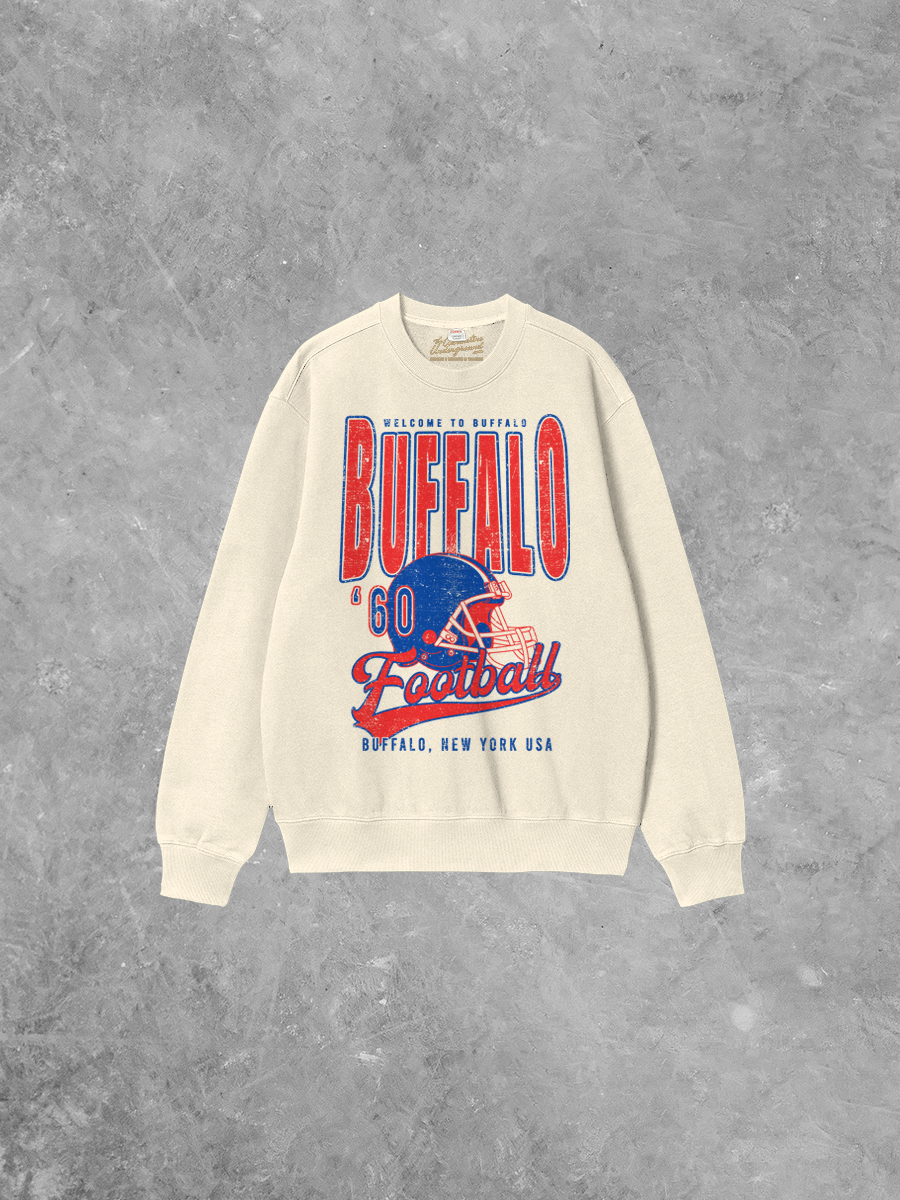 Underground Original Design: Welcome Buffalo Football, 90's Boxy Cotton Sweatshirt