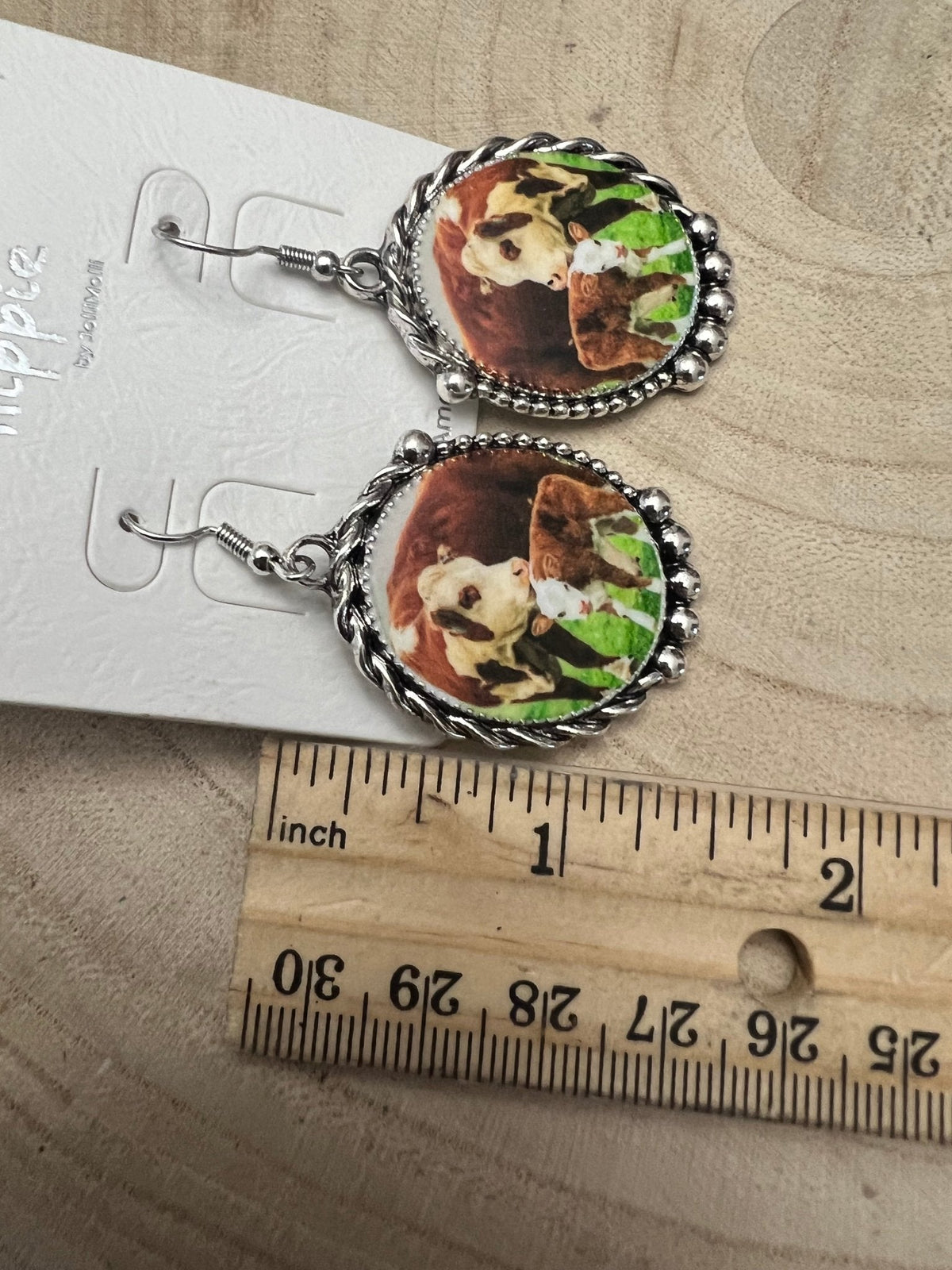 Western Framed Cow Calf Fashion Earrings — Ranch Life Statement (1½" x 1")
